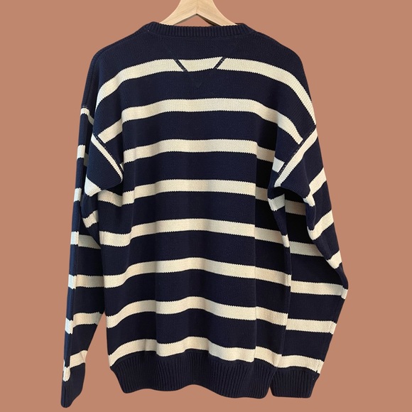 Men's Vintage John Ashford Navy|Cream Sweater - M - Picture 3 of 6